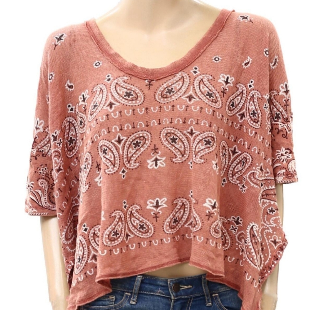 Free People Oversized Boho Chic Hi Low Top